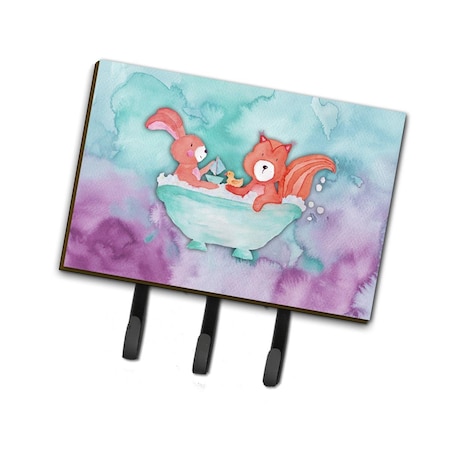 Carolines Treasures Rabbit & Squirrel Bathing Watercolor Leash or Key Holder BB7348TH68